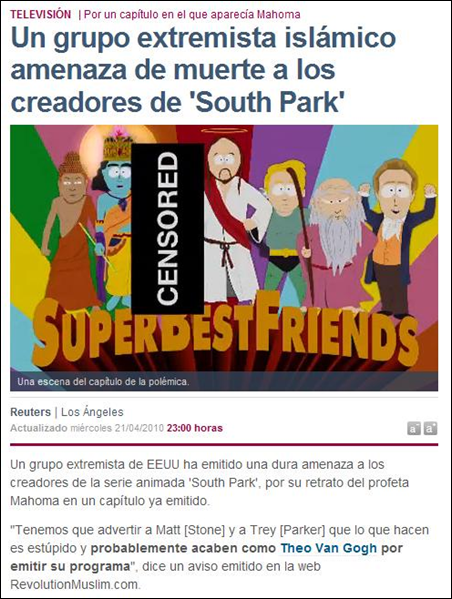 Un grupo extremista islámico amenaza de muerte a los creadores de 'South Park'